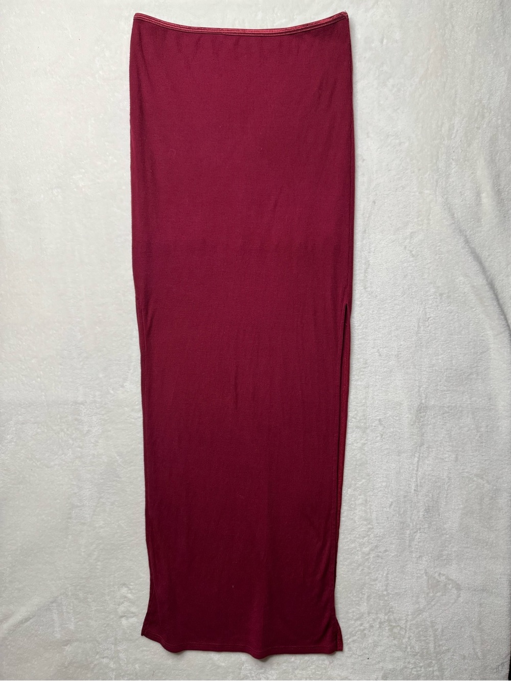 Women's Ribbed Maxi Mermaid Skirt - Burgundy Large